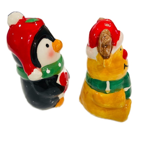 Christmas Penguin and Bear Ceramic Salt & Pepper Shakers (new) - Picture 5 of 9